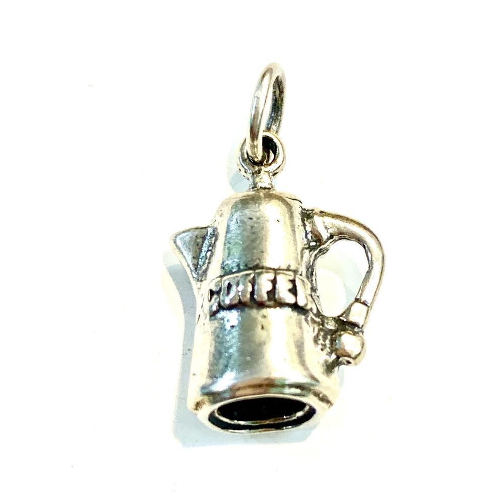 Vintage Coffee Pot Sterling Silver Jewelry Charm #coffee
